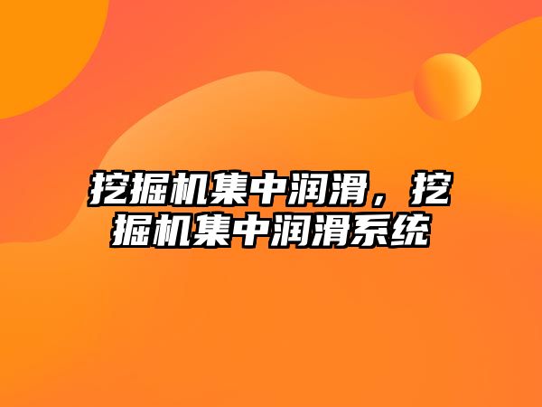 挖掘機(jī)集中潤(rùn)滑，挖掘機(jī)集中潤(rùn)滑系統(tǒng)